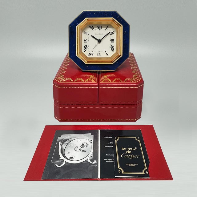 Blue Vintage Pendulette Alarm Clock by Cartier, 1980s For Sale - Image 8 of 10
