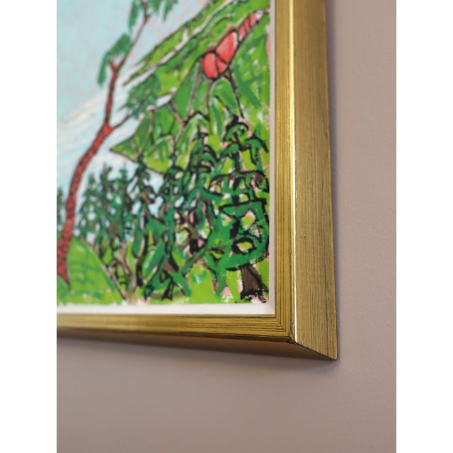 Mid-Century Modern 'Stroll Above the Bay' Expressive Landscape Oil Painting by Swedish Artist Uno Vallman (1913-2004), Framed For Sale - Image 9 of 14