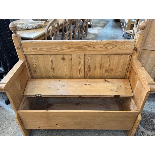 1920's English Pine Bench For Sale - Image 4 of 11