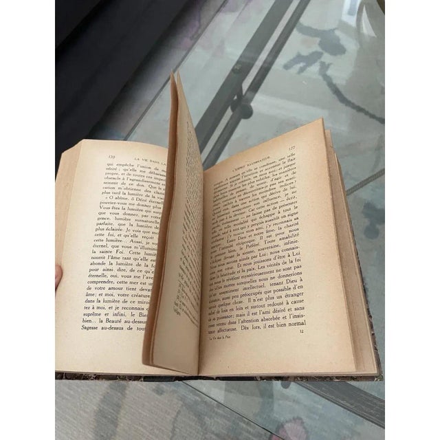 Animal Skin Antique French Leather Bound Books- Set of 4 For Sale - Image 7 of 12