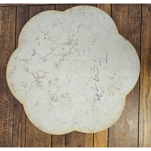 Wood Vintage Hollywood Regency Marble Top Pedestal Side Table 26.75" For Sale - Image 7 of 14