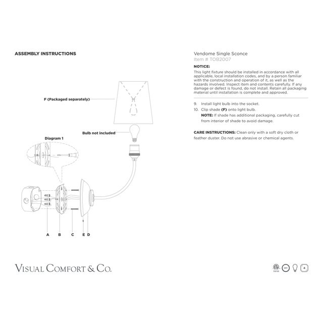 2020s Thomas O'Brien for Visual Comfort Signature Vendome Single Sconce in Bronze with Linen Shade For Sale - Image 5 of 5
