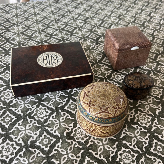 Traditional Antique and Vintage Globally Inspired Collection of Small Boxes- Set of 4 For Sale - Image 3 of 9