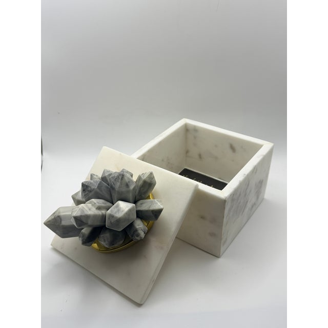 Contemporary West Elm by Eduardo Garza Marble Decorative Box White Marble Jewelry Keepsake Box For Sale - Image 3 of 8