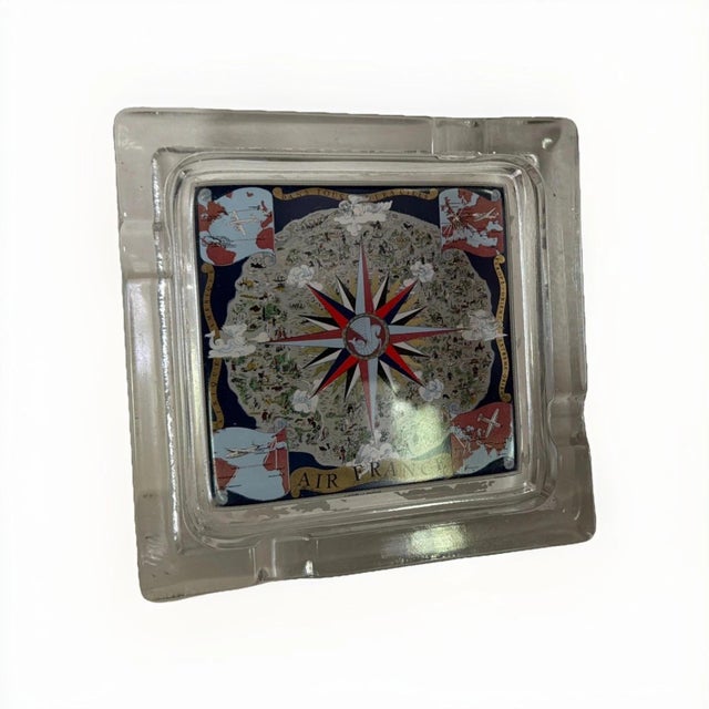 Beautiful vintage set of Air France ashtrays/cendriers, featuring a classic Lucien Boucher map design. These collectible...