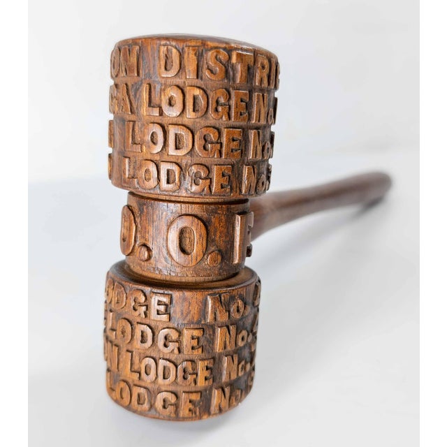 1930's Folk Art Carved Walnut Masonic Oddfellows Gavel, New York For Sale - Image 4 of 12