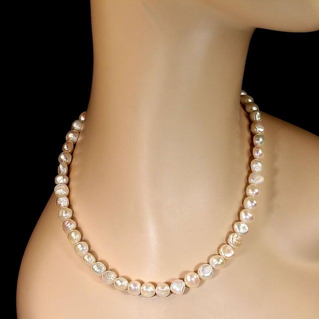 Traditional Ajd 17 Inch Creamy White Double Shine Pearl Necklace June Birthstone For Sale - Image 3 of 6