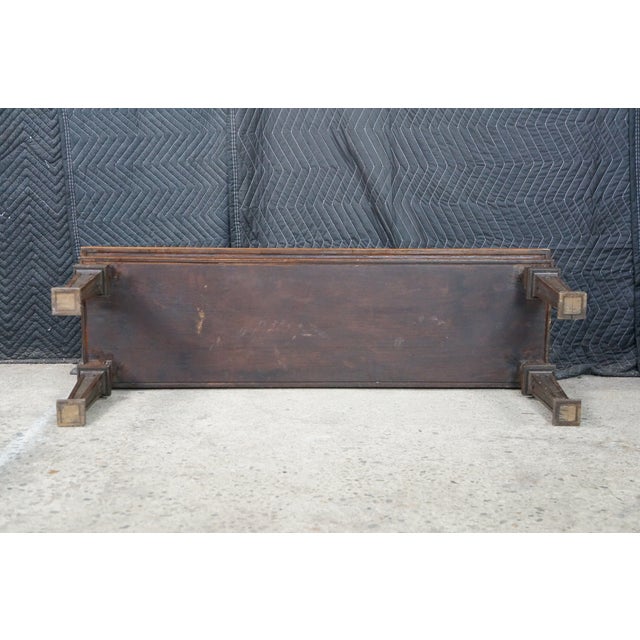 Antique Victorian English Tudor Oak Foyer Hall Entry Piano Bench 48" For Sale - Image 13 of 17