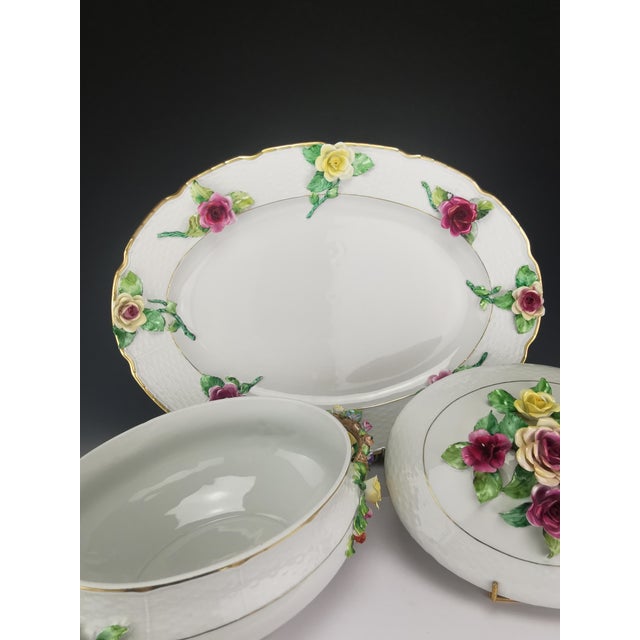 Vintage Tureen and Tray in Porcelain with Applied Flowers by Raynaud, 1960s For Sale - Image 16 of 18