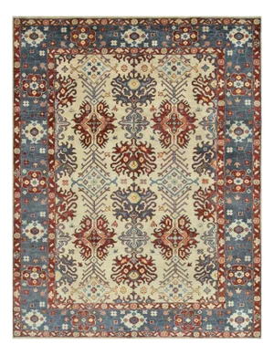 Oushak Rug 9’2” X 11’9” Ivory Wool Traditional Hand-Knotted Oriental Carpet