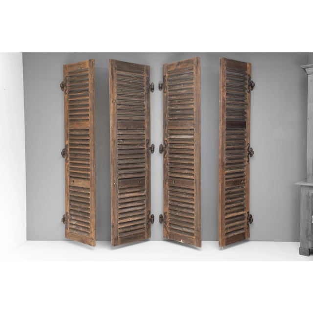 French Pine Shutters, 1850s, Set of 4 For Sale - Image 9 of 9