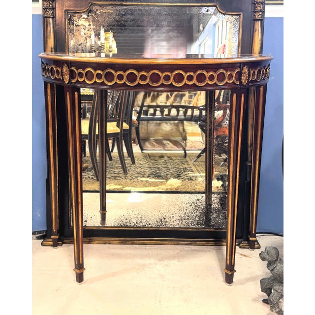 Maitland Smith Style Recency Demilune Console Table For Sale In West Palm - Image 6 of 6
