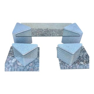 ( Set of 3 ) Postmodern Laminate Triangular Pedestal Living Room Tables For Sale