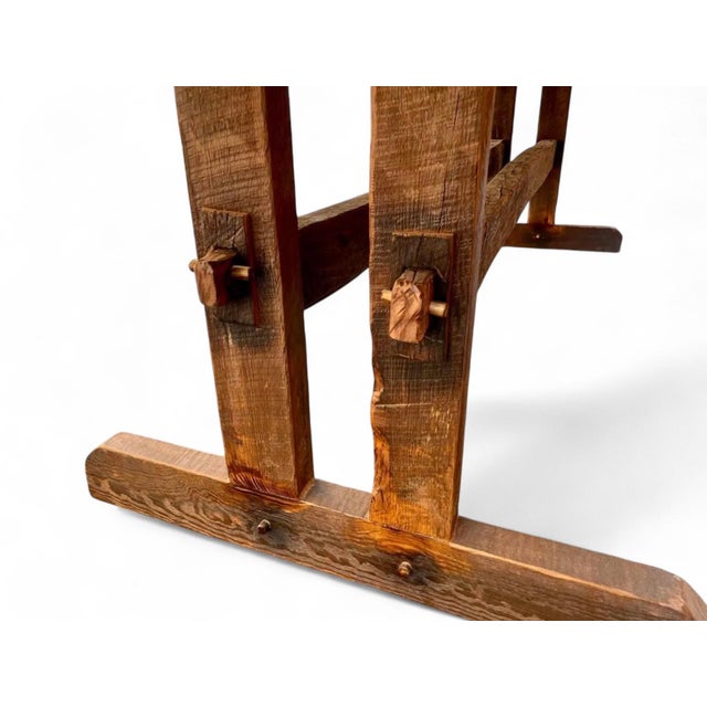 Reclaimed Wood Farmhouse Trestle Harvest Dining Table 42 W For Sale - Image 9 of 9