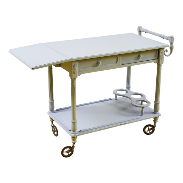 Serving Bar Cart with Drawers For Sale