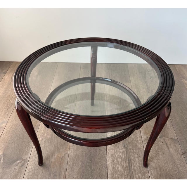 Wood 1940s Paolo Buffa's two-tiered round central coffee table For Sale - Image 7 of 12