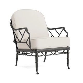 Brown Jordan Calcutta Lounge Chair, Textured Pewter frame with Fusion Natural fabric For Sale