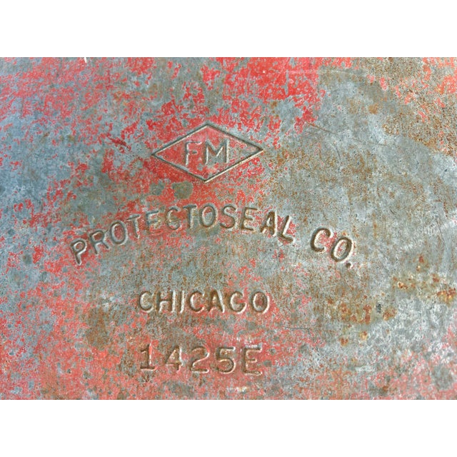 Metal Vintage Red Industrial Waste Basket For Sale - Image 7 of 7