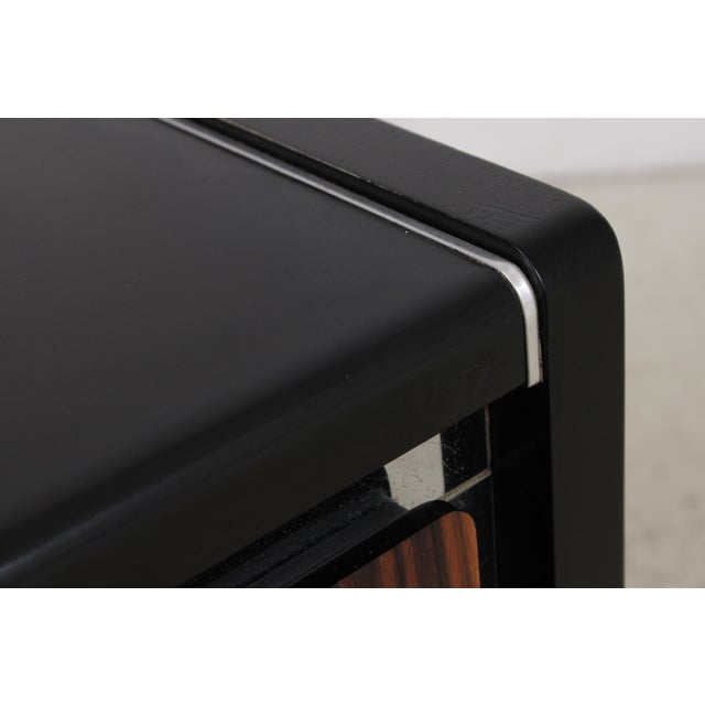 Pair John Stuart Mid Century Modern Ebony & Chrome Nightstands For Sale - Image 9 of 14