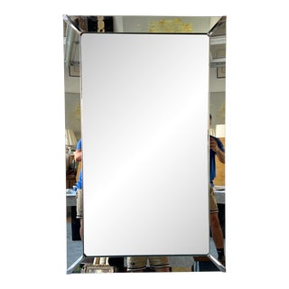 60's Venetian Style Wall Mirror With Chrome Corners & Wood Backing For Sale