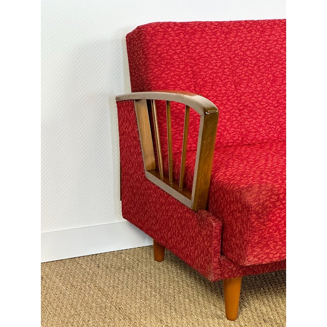 Vintage Scandinavian Convertible Sofa in Wood and Fabric, 1960s For Sale - Image 11 of 17