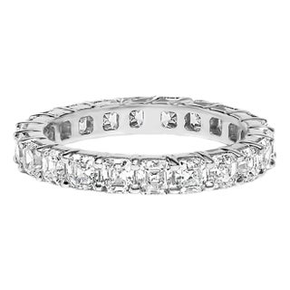 14K White Gold 2 1/3 Cttw Asscher Cut Lab Grown Diamond Eternity Band Ring, Size 5.5 For Sale
