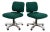 Knoll Green Upholstered Swivel Office Chairs, Pair For Sale