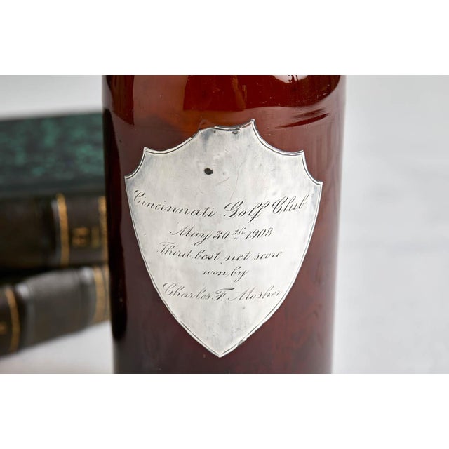 Victorian 1908 Antique Sterling Silver Overlay Golf Award Trophy Decanter For Sale - Image 3 of 5