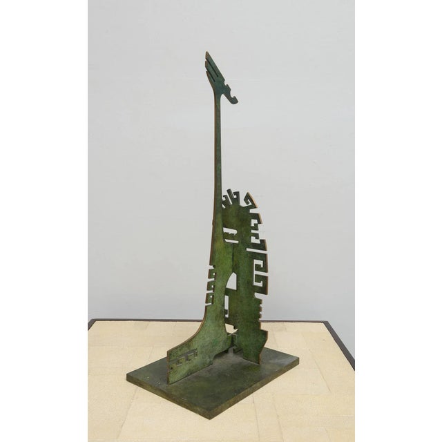Army Green Arnaldo Ugarte "Tehuascan" Bronze Sculpture For Sale - Image 8 of 11