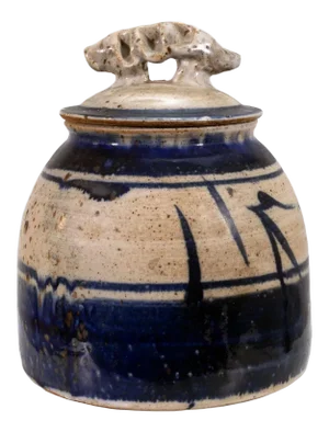 John Glick Ceramic Stoneware Blue Covered Vessel Signed and Stamped