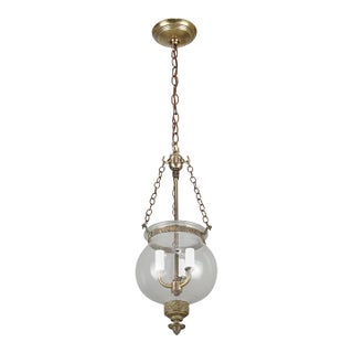 Antique 7.5 In. Clear Crystal Onion Bell Jar Pendant Light For Sale