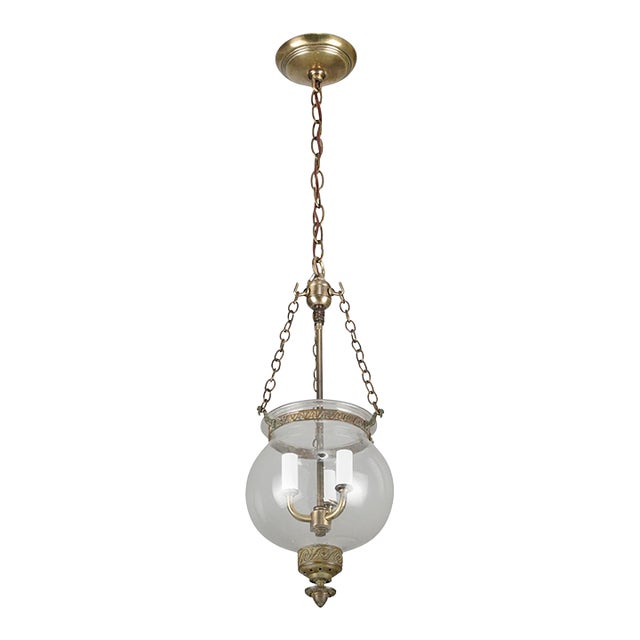 Antique 7.5 In. Clear Crystal Onion Bell Jar Pendant Light For Sale