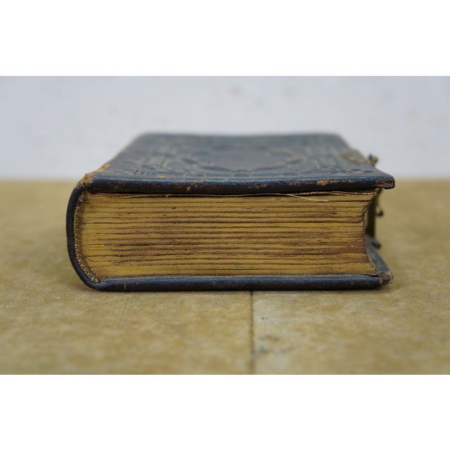 Antique Hidden Secret Embossed Leather Book Storage Compartment Box Album 5" For Sale - Image 4 of 14