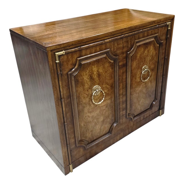 Mid 20th Century Weiman Faux Bamboo Burl Server Cabinet For Sale