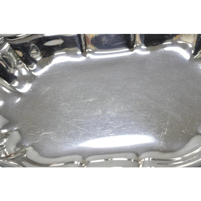 Metal Vintage English Victorian Style Scalloped Oval Narrow Silver Plated Trinket Dish For Sale - Image 7 of 10