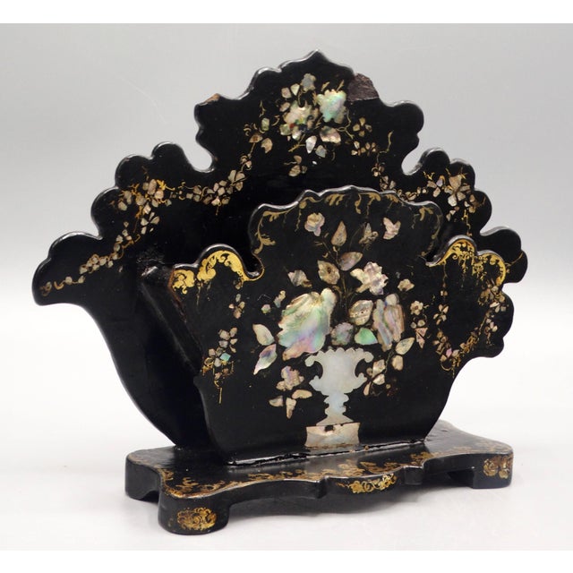 Victorian Antique English Papier Mâché Letter Rack For Sale - Image 3 of 9