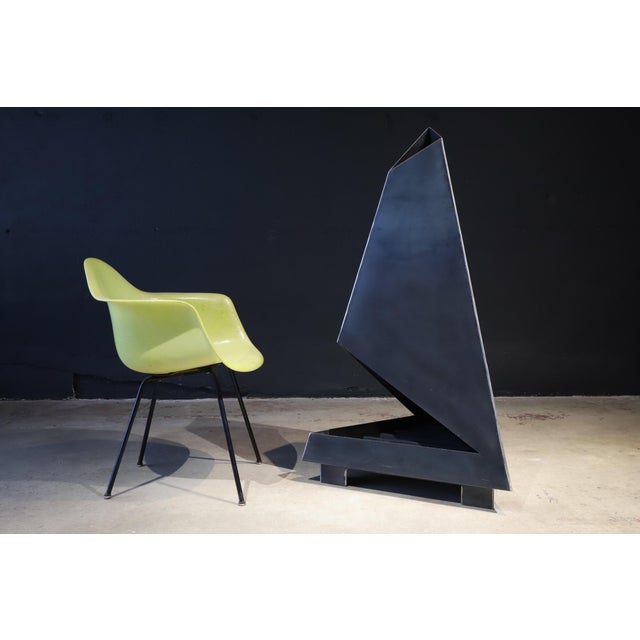 Modern Steel Chiminea Fire Pit Outdoor Fireplace Small by Koby Knoll Click, Attributed For Sale - Image 3 of 11