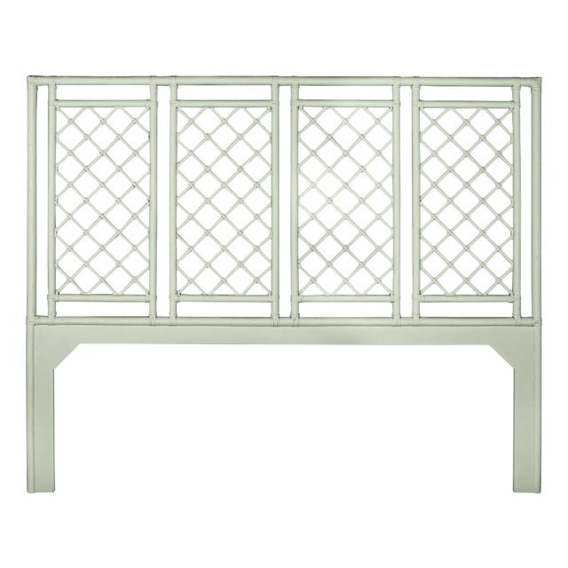 X & Diamond Headboard King, Celery Green For Sale