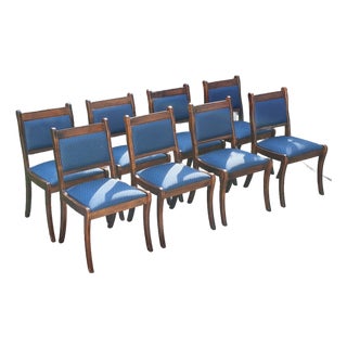 2018 Duncan Phyfe Style Mahogany Dining Side Chairs W/ Saber Legs Regency Sheraton, Set of 8 For Sale