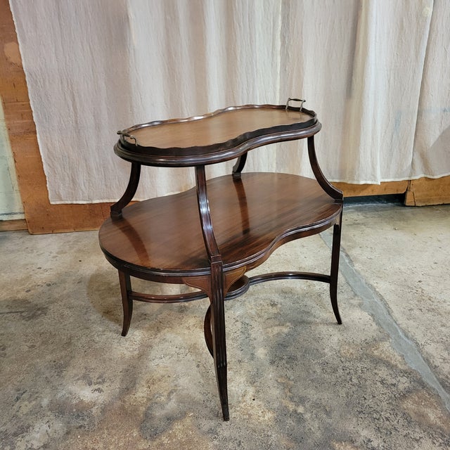 English Early 20th Century Mahogany 2 Tier Tray Top Table For Sale - Image 3 of 11