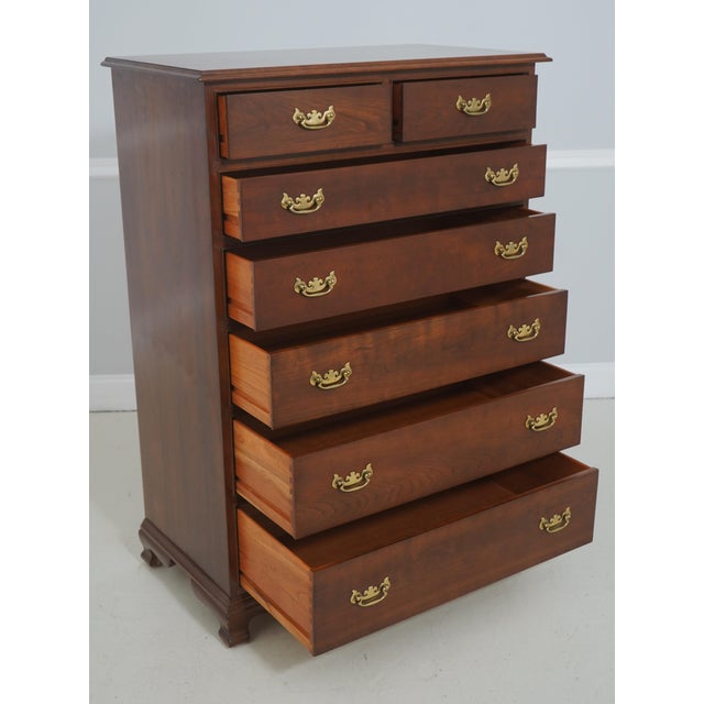 Traditional Stickley Cherry 2 Over 5 Drawer High Chest For Sale - Image 3 of 17
