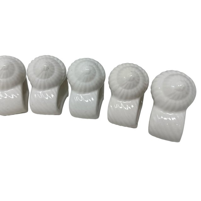 White Vintage White Ceramic Seashell Napkin Rings - Coastal Table Decor - Set of 12 For Sale - Image 8 of 10