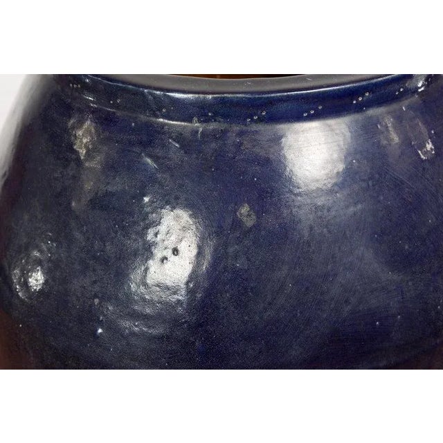 Vintage Oversized Thai Midnight Blue Glazed Water Vessel with Tapering Lines For Sale - Image 11 of 13
