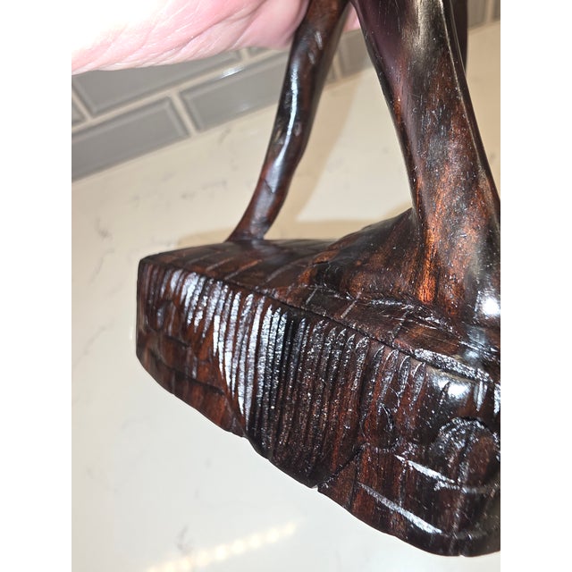 Mid-Century Balinese Macassar Ebony Cockfighter Sculpture - 12.5” For Sale - Image 10 of 12