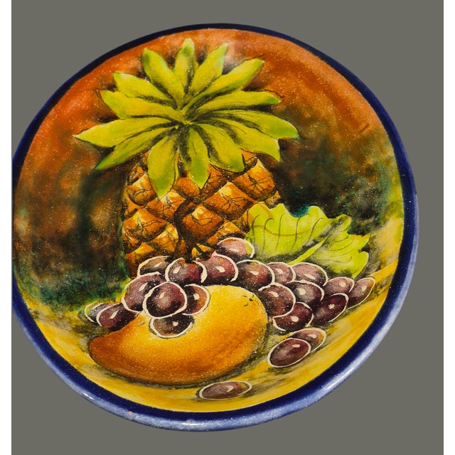 Traditional Vintage Hand Painted Tropical Fruit Majolica Santa Rosa Mexico Oval Wall Plate For Sale - Image 3 of 6