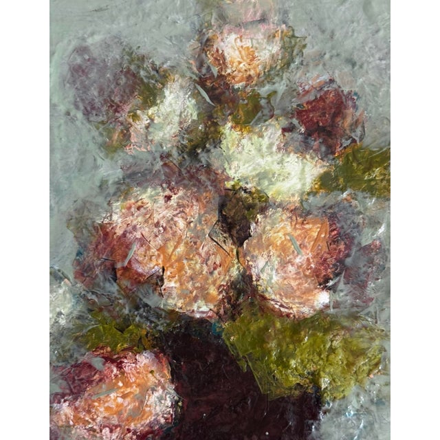 "Nothing Compares" is an original abstract s mixed media painting on panel by Zac Woodiel. This floral still life features...