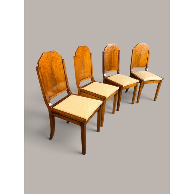 Brown Art Deco Dining Room Chairs, 1930, Set of 4 For Sale - Image 8 of 12