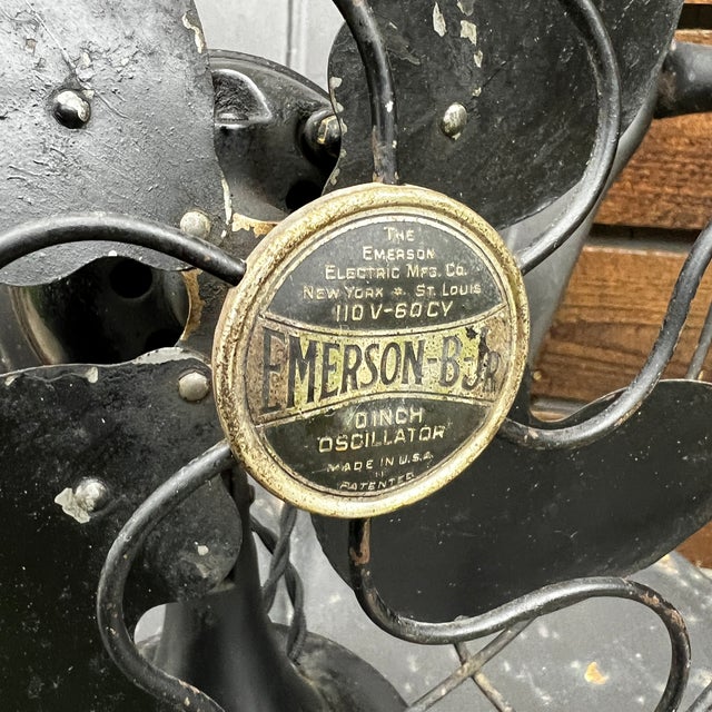 Metal Vintage Emerson B Jr Oscillating Black Metal Desk Fan For Sale - Image 7 of 12