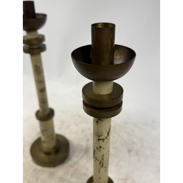 Art Deco Brass Candleholders, 1920s, Set of 2 For Sale - Image 10 of 14