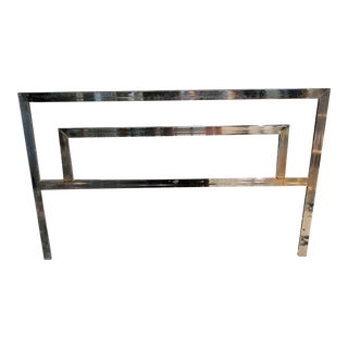 Milo Baughman Style Mid-Century Chrome Queen Headboard For Sale